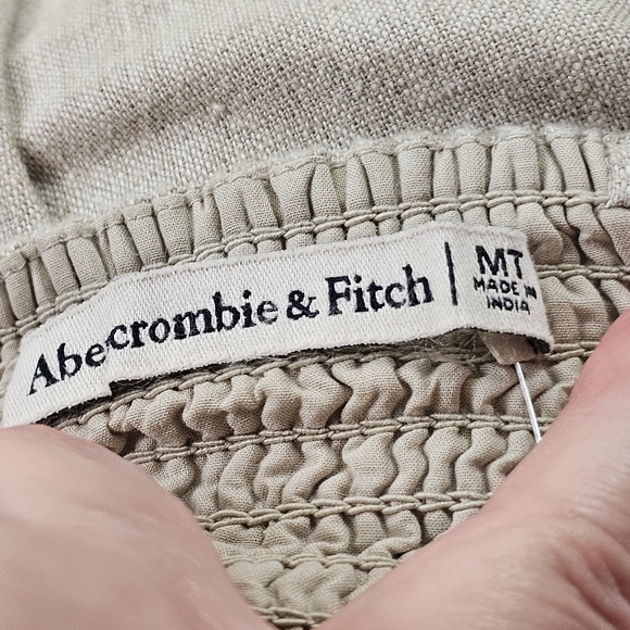 Abercrombie & Fitch Rouched Linen Square Neck Sun Dress In MT NWT - Picture 7 of 10